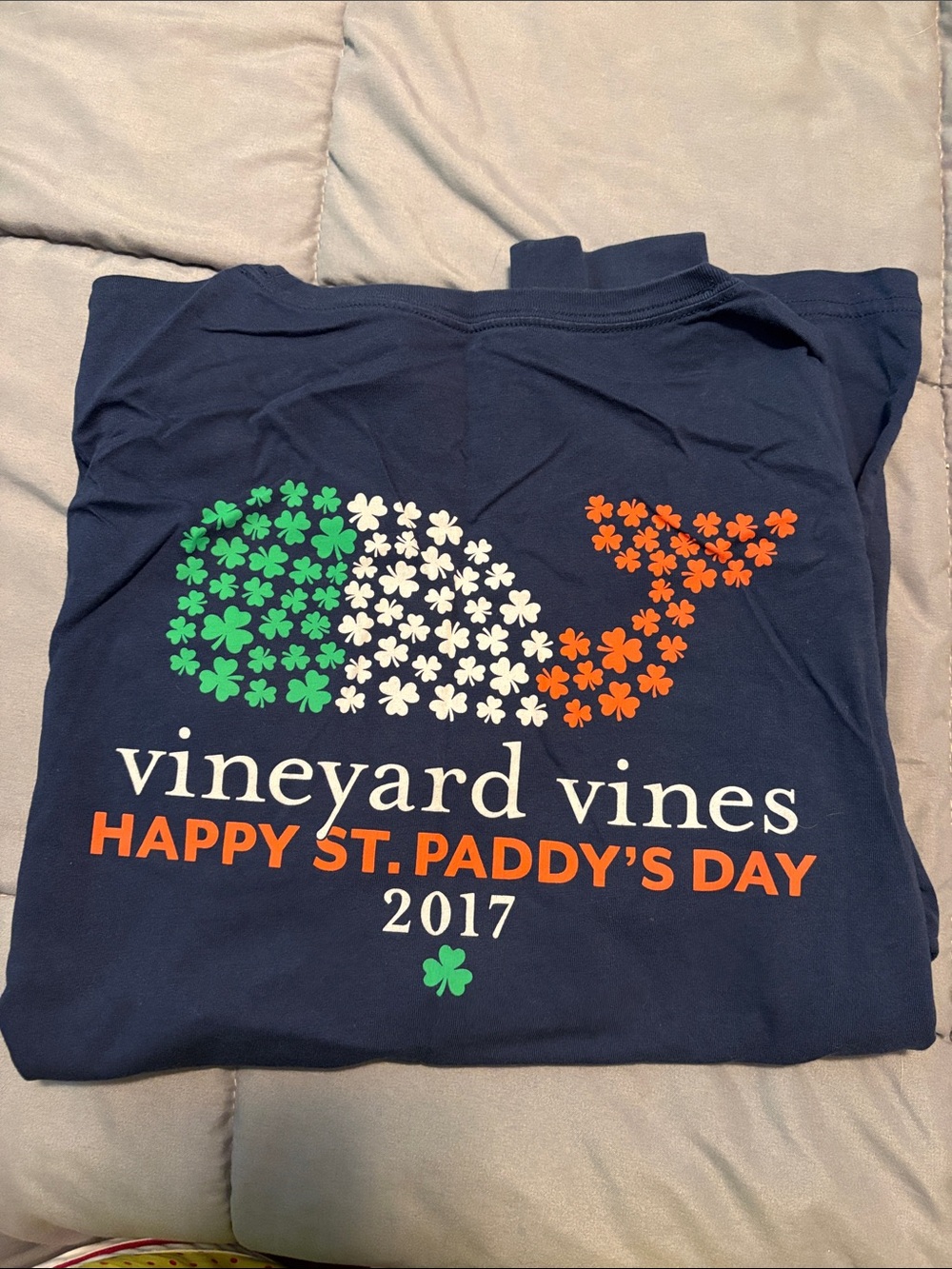 Vineyard Vines Navy St. Paddy's Day Shamrock Whale Tee